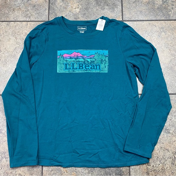 L.L. Bean Tops - NEW! Women’s L.L.Bean Long Sleeve Sleepwear PJ T-Shirt Size Small W/Tag